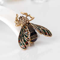Black Cubic Zirconia & Goldtone Insect Brooch