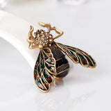 Black Cubic Zirconia & Goldtone Insect Brooch