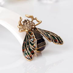 Black Cubic Zirconia & Enamel 18K Gold-Plated Insect Brooch