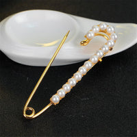 Imitation Pearl & 18k Gold-Plated Pin Brooch