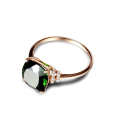 Green Crystal & Cubic Zirconia Princess-Cut Ring - streetregion