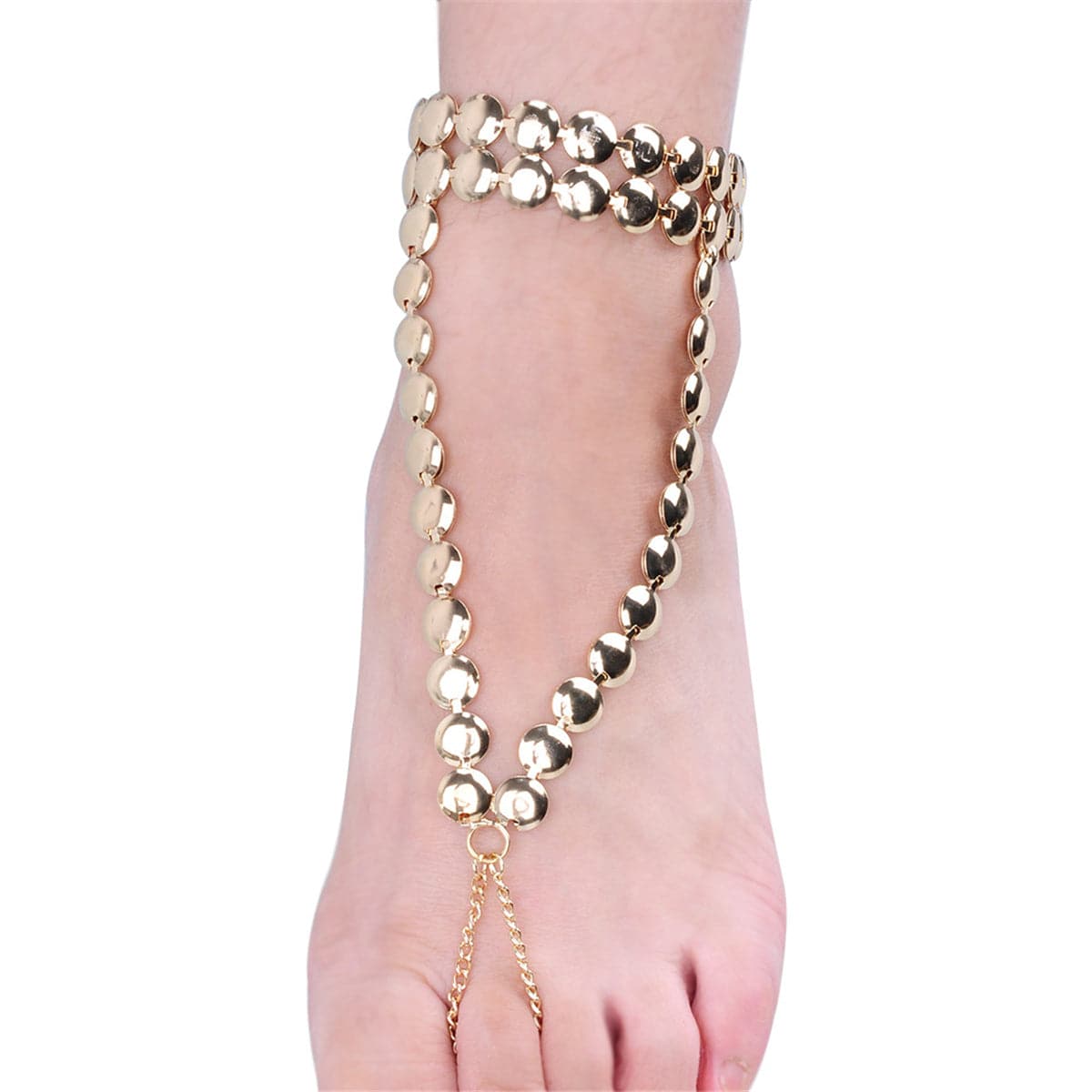 18K Gold-Plated Disc Ankle-To-Ring Anklet