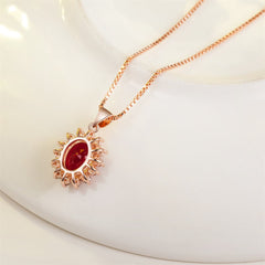 cubic zirconia & 18k Rose Gold-Plated Floral Pendant Necklace - streetregion