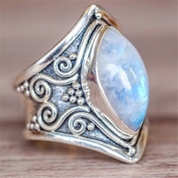 Moonstone & Silver-Plated Pear-Cut Ring