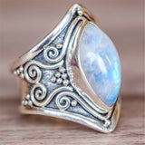 Moonstone & Silver-Plated Pear-Cut Ring