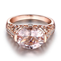 Cubic Zirconia & 18k Rose Gold-Plated Oval Eternity Ring - streetregion