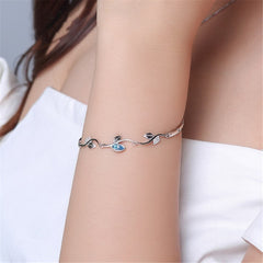 Aqua cubic zirconia & Silver-Plated Vine Bracelet - streetregion