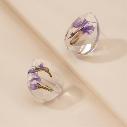 Purple Flower Petal and Silver-Plated Earrings, silver stud earrings for women, vintage-inspired design, lifestyle look