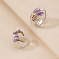 Purple Flower Petal & Silver-Plated Earrings