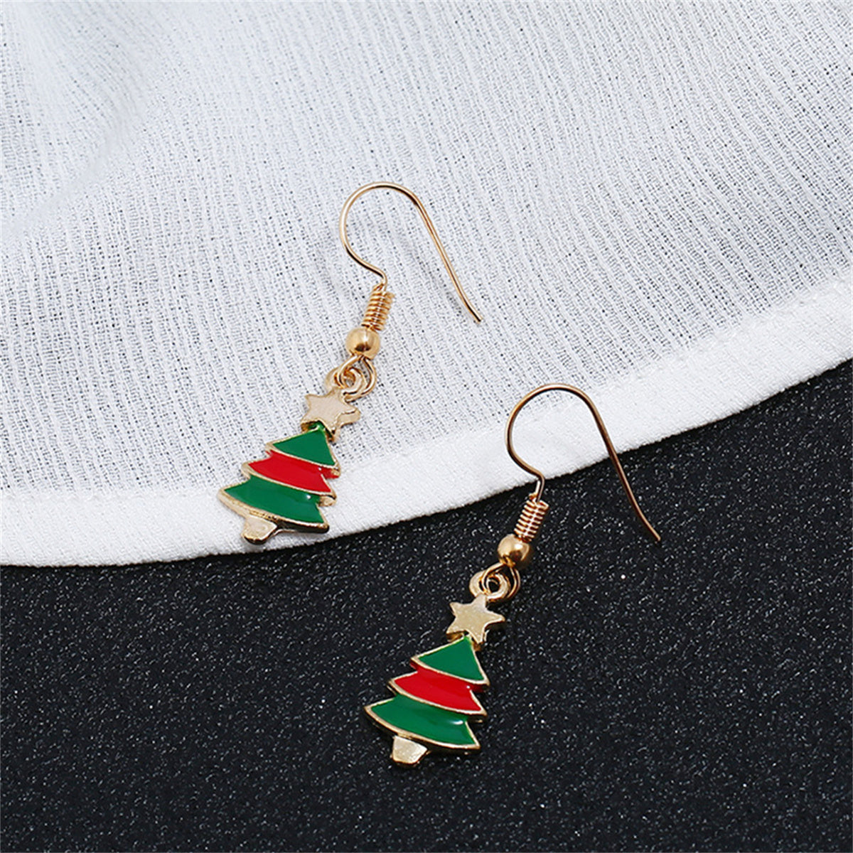 Green Enamel & 18K Gold-Plated Christmas Tree Pendant Necklace Set