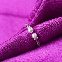 Pearl & Silver-Plated End Open Ring
