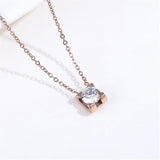 Crystal & 18k Rose Gold-Plated Square Pendant Necklace