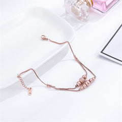 18K Rose Gold-Plated Frosted Bead Layer Anklet