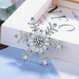 Cubic Zirconia & Silvertone Snowflake Brooch