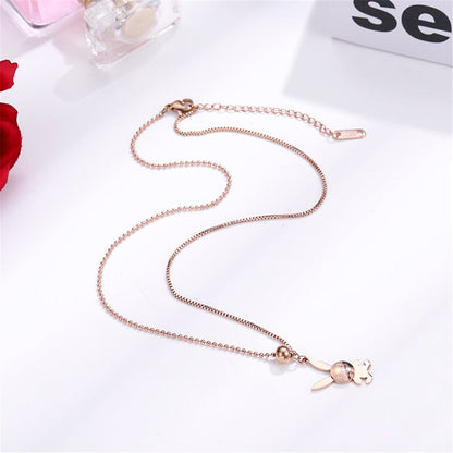18K Rose Gold-Plated Rabbit Pendant Necklace, rose gold pendant necklace for women, botanical inspired, side view