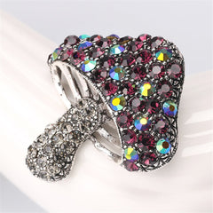 Purple & Blue Cubic Zirconia Mushroom Brooch