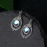 Opal & Silver-Plated Bezel Milgrain Drop Earrings - streetregion