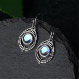 Opal & Silver-Plated Bezel Milgrain Drop Earrings - streetregion