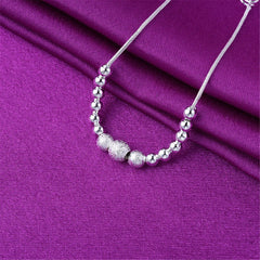Silver-Plated Frosted Graduated Bead Anklet
