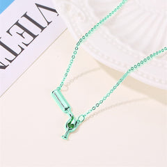 Enamel & Silver-Plated Wine Pendant Necklace