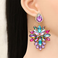 Pink & Blue Crystal & Cubic Zirconia Marquise-Cut Drop Earrings