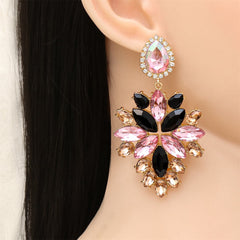 Black Crystal & Cubic Zirconia Marquise Drop Earrings