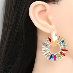 Colored Crystal & Cubic Zirconia 18K Gold-Plated Sunflower Dangle Earring