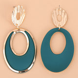 Green Enamel & 18K Gold-Plated Open Oval Drop Earrings