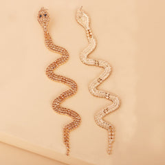 Champagne Cubic Zirconia & 18K Gold-Plated Snake Drop Earrings