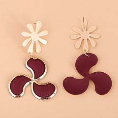 Red Enamel & 18K Gold-Plated Leaf Drop Earrings