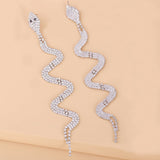 Cubic Zirconia & Silvertone Snake Drop Earrings