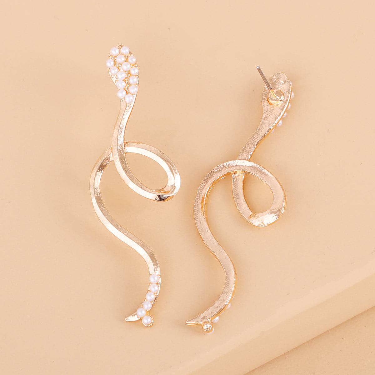 Pearl & 18K Gold-Plated Snake Drop Earrings