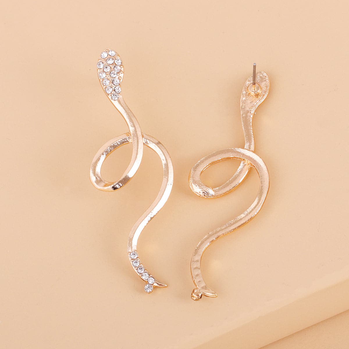 Cubic Zirconia & 18K Gold-Plated Snake Drop Earrings
