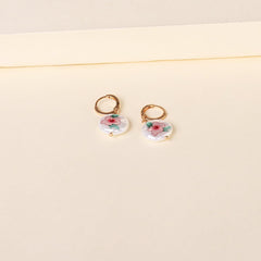 Pink Floral Pearl & 18K Gold-Plated Drop Earrings