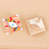 Red Multicolor Cubic Zirconia & Pearl Eye Stud Earrings