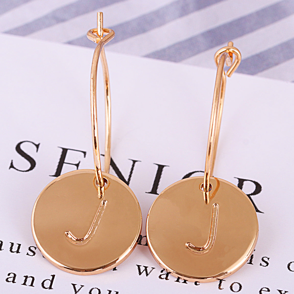 18K Gold-Plated Letter J Cut Drop Earrings