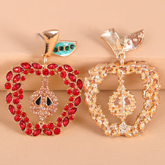 Red Crystal & Cubic Zirconia Apple Drop Earrings