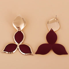 Red Enamel & 18K Gold-Plated Flower Drop Earrings