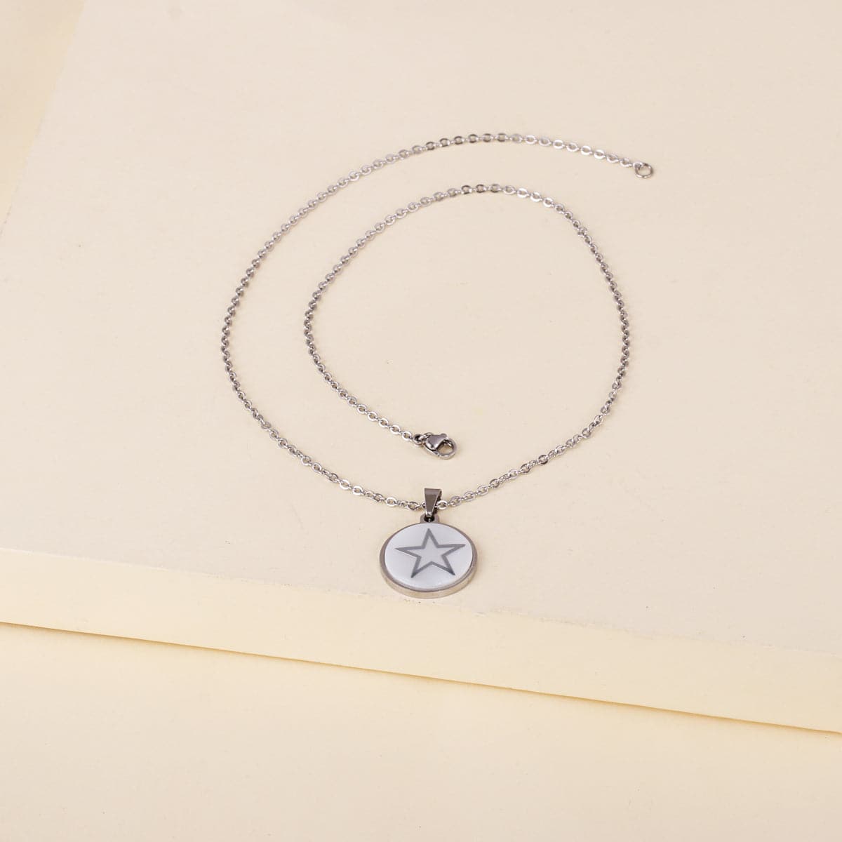 White Resin & Silver-Plated Star Pendant Necklace