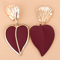 Red Enamel & 18K Gold-Plated Heart Drop Earrings