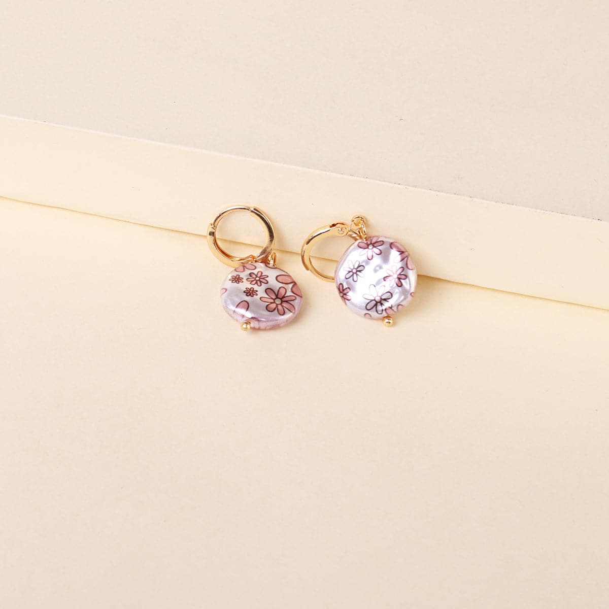 Purple Floral Pearl & 18K Gold-Plated Drop Earrings