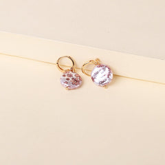 Purple Floral Pearl & 18K Gold-Plated Drop Earrings