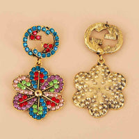 Red Multicolor Cubic Zirconia & 18K Gold-Plated Flower Drop Earrings