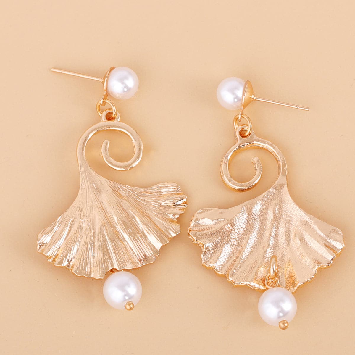 Pearl & 18K Gold-Plated Lotus Leaf Drop Earrings