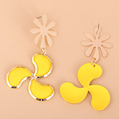 Yellow Enamel & 18K Gold-Plated Leaf Drop Earrings