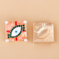 Green Cubic Zirconia & Pearl Eye Stud Earrings