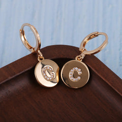 Cubic Zirconia & 18K Gold-Plated Letter C Cut Drop Earrings