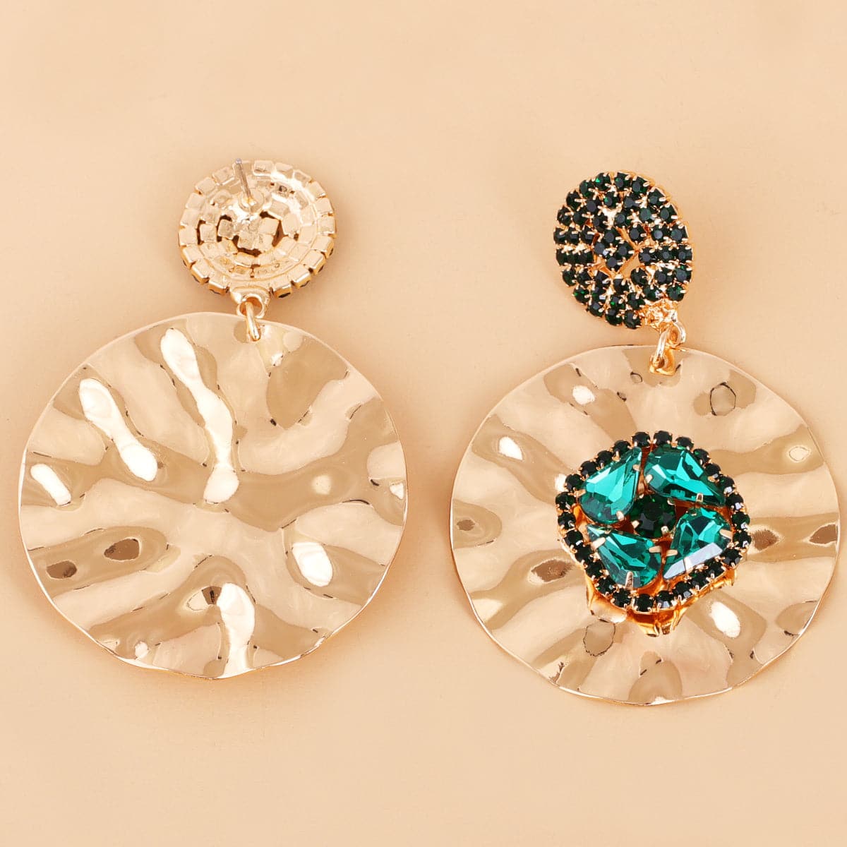 Green Cubic Zirconia & 18K Gold-Plated Drop Earrings