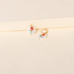 Rose Floral Pearl & 18K Gold-Plated Drop Earrings