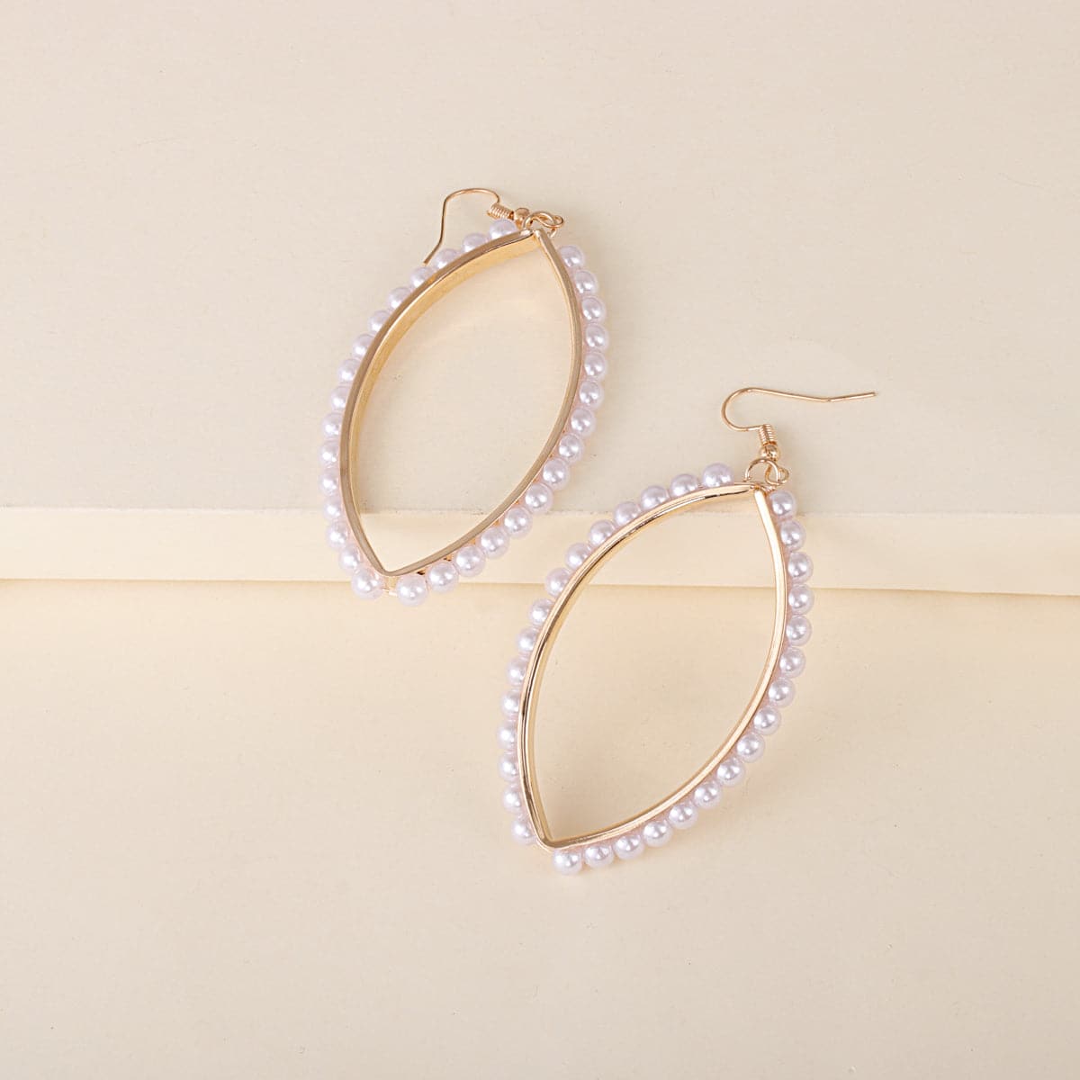 Pearl & 18K Gold-Plated Marquise Drop Earrings